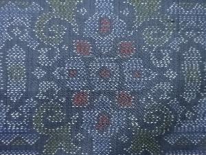 アンティーク 更紗模様織り出し本場泥大島紬着物